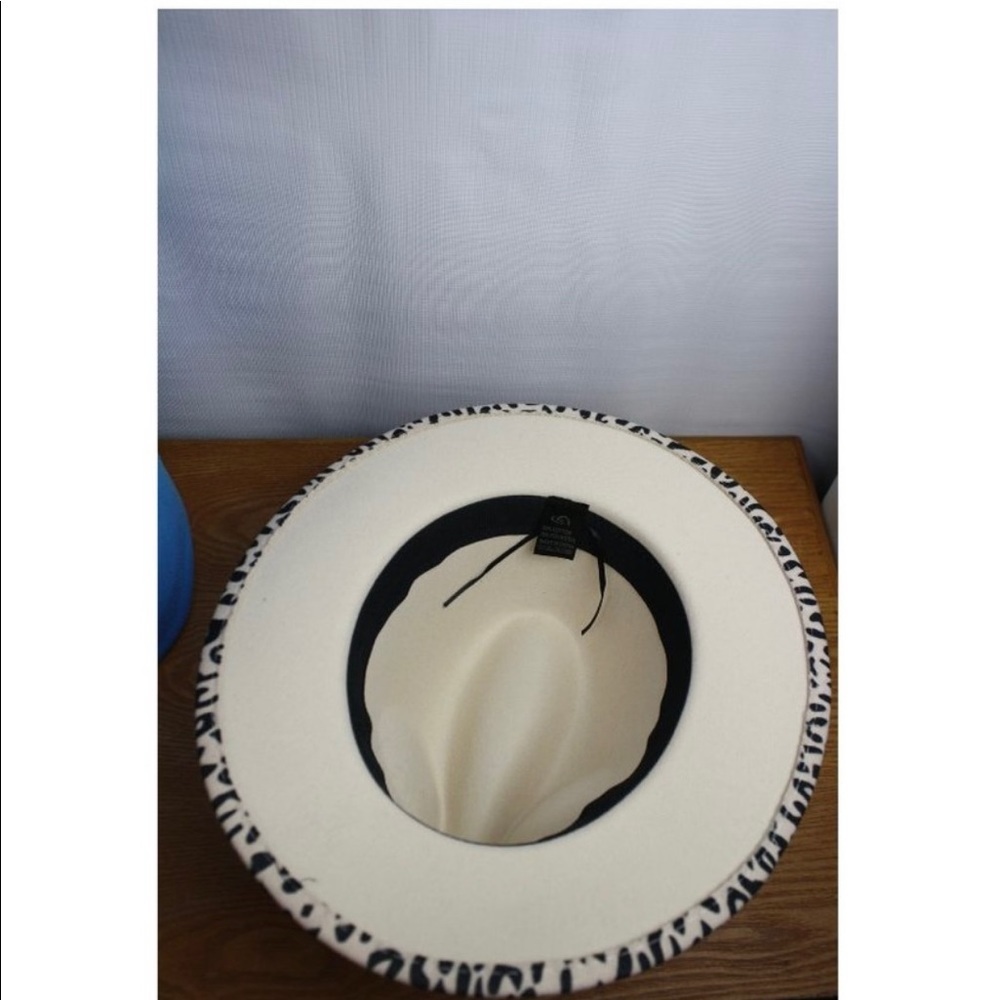 New! Sale 🔥 Ivory Leopard Felt Wool Belted Panama Hat - Picture 7 of 11